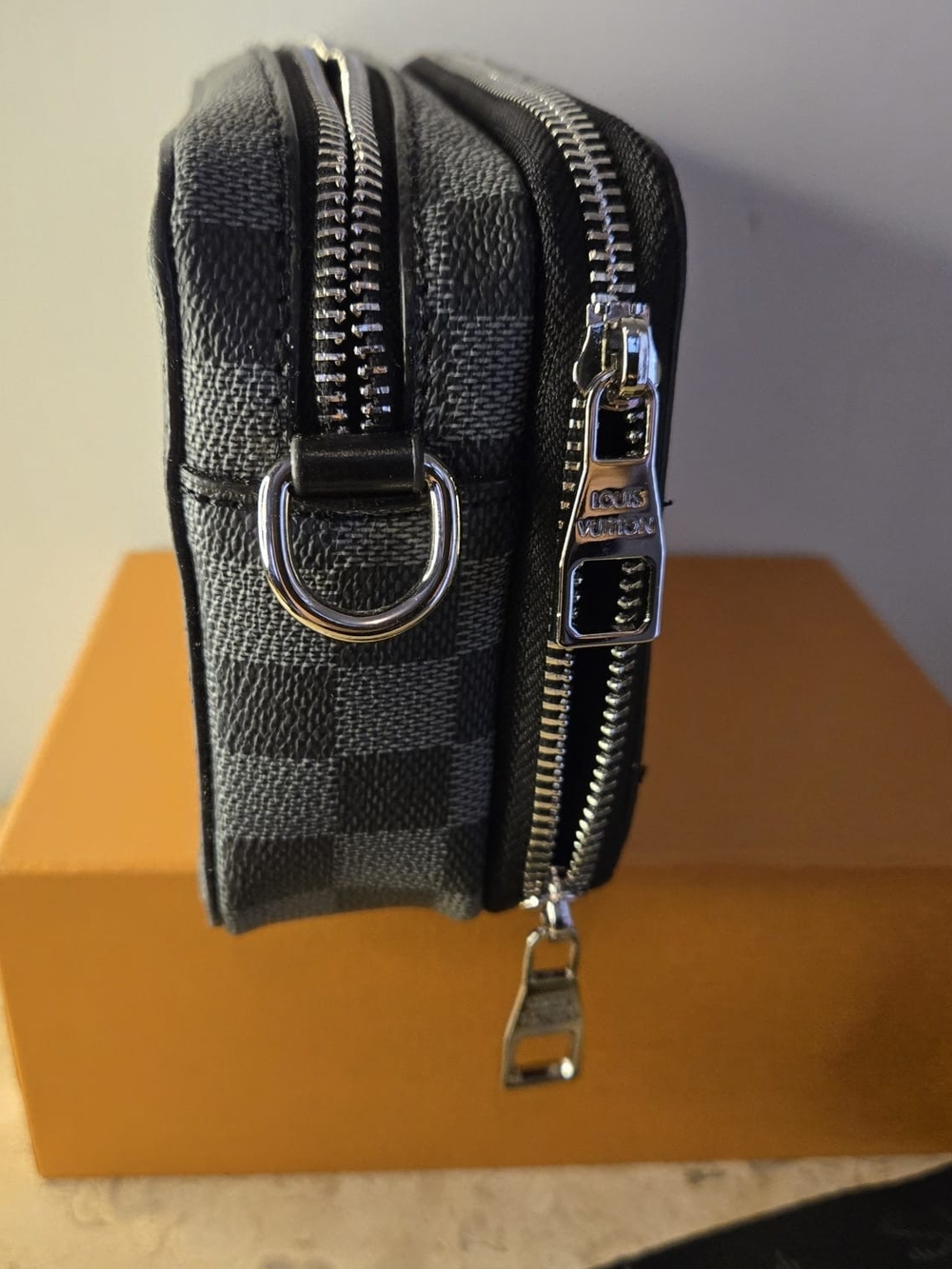 Black Check Pattern Zip Pouch Wallet - Picture 2 of 8